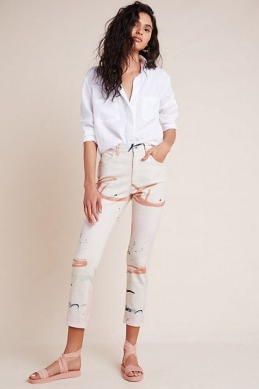 New Anthropologie x Moglea Ultra High-Rise Slim Straight Jeans $158 Size 28